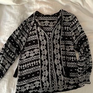 Alice and Olivia black and white eyelet blouse